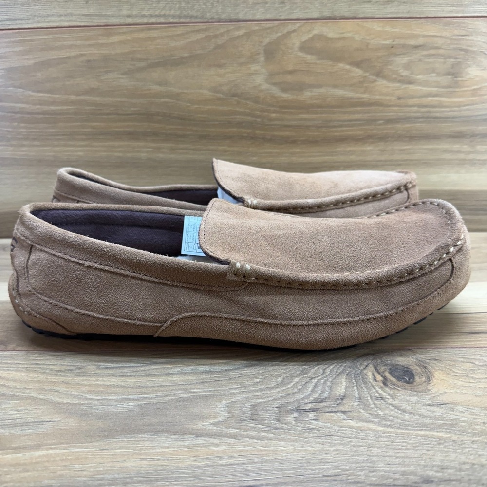 UGG Adler Loafers Slippers Mens 13 Chestnut Suede Moc Toe Sherpa Fur Lined